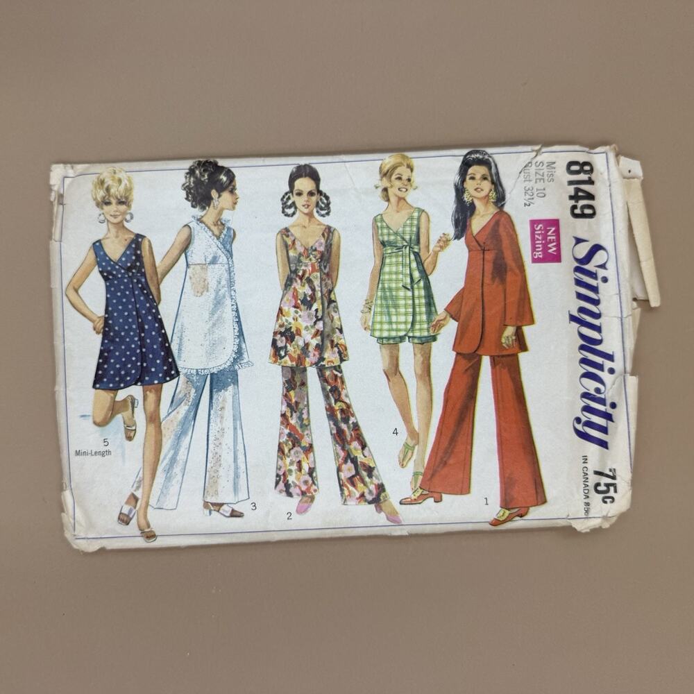 Simplicity 8149 Vintage Sewing Pattern Bell-Bottom Pants Size 10